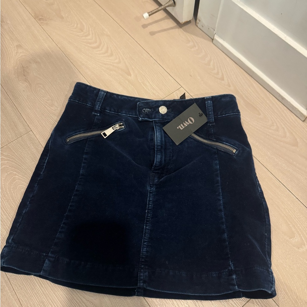 Blue corduroy mini skirt